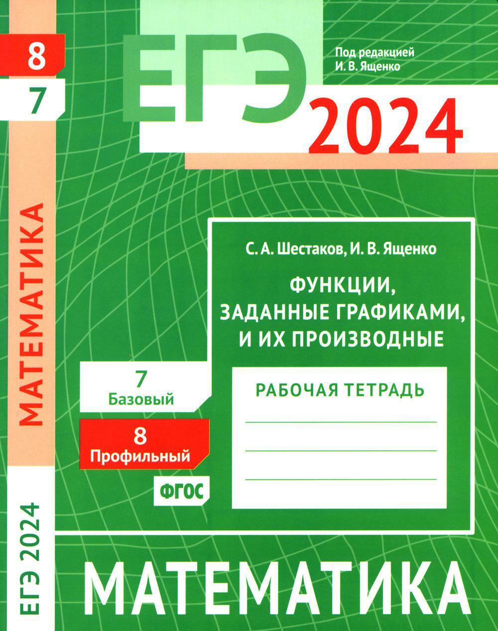 ЕГЭ 2024. Математика. Функции, заданные графиками, и их производные. Задача 8 (профильный уровень): рабочая тетрадь