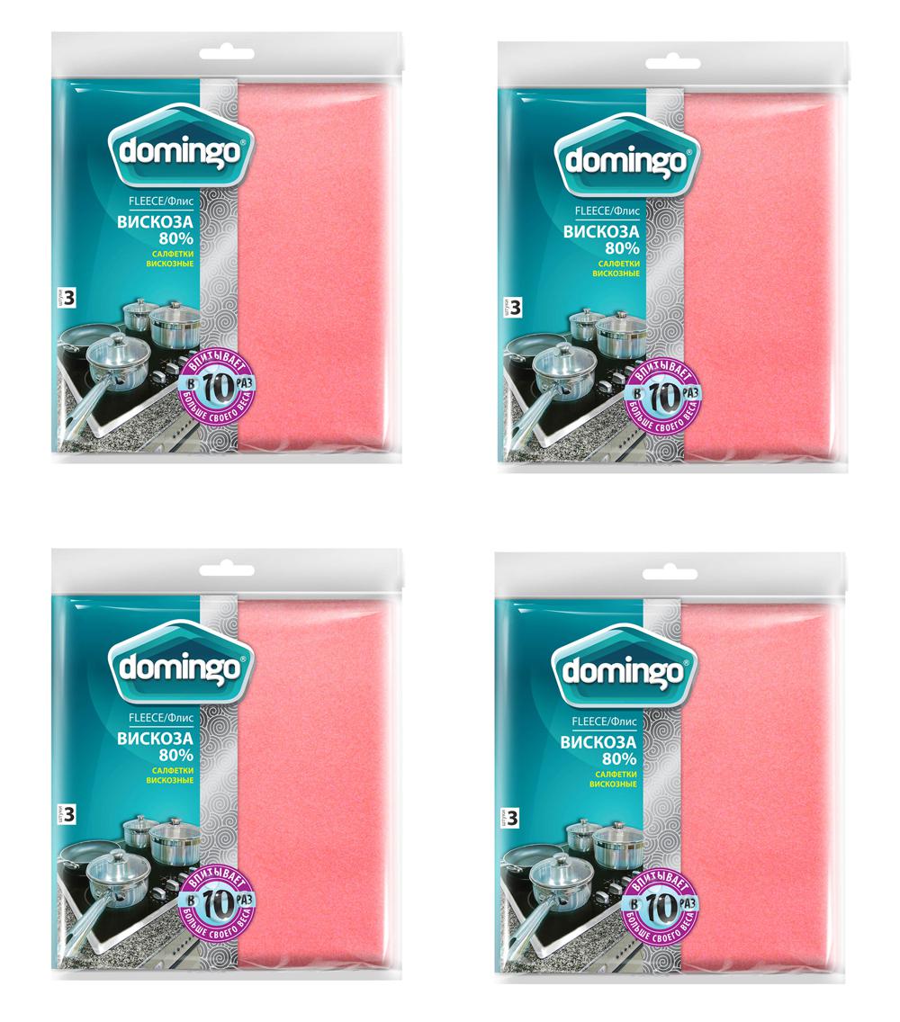 ДОМИНГО салфетки вискозные 3 шт ФЛИС. Набор из 4 шт
