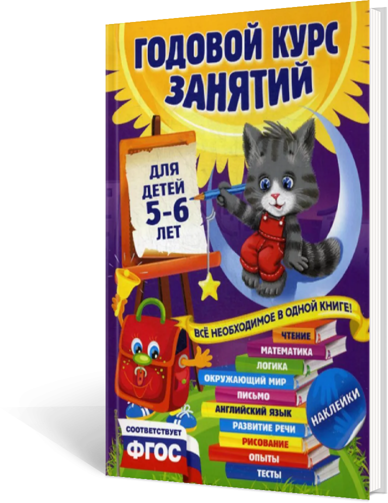 Годовой курс занятий: для детей 5-6 лет (с наклейками)