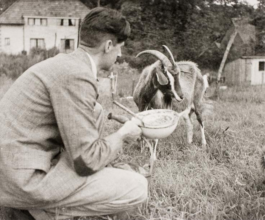 2. Джордж Оруэлл кормит козу Мюриел. Уоллингтон, 1939 год .jpeg