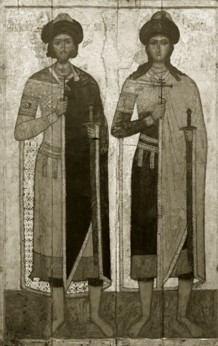Борис и Глеб. Икона Псковской школы. XIV век